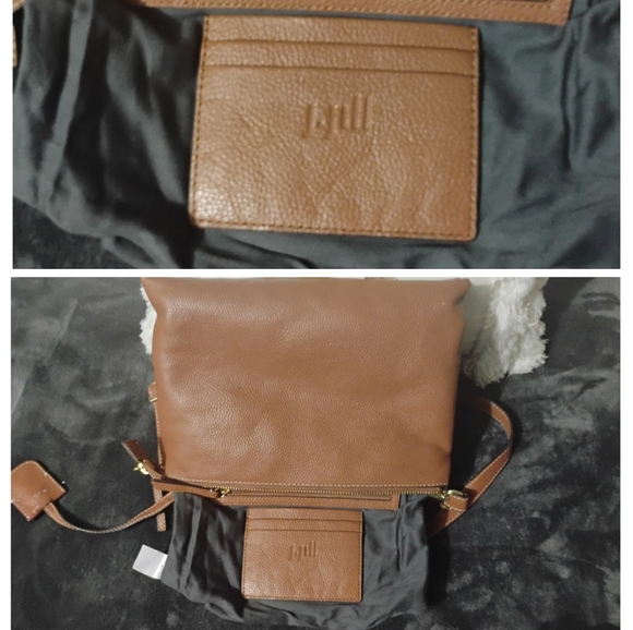 J Jill Do-It-All Crossbody Brown Padded Leather Foldover Purse - Picture 4 of 16